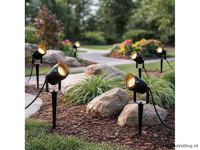 Spot met punt buiten – gu10 – ip54 waterdicht – aluminium – zwart (x10) - afbeelding 1 van  5