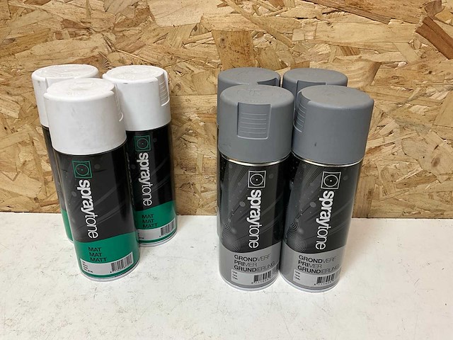 Spraytone spuitbus grondverf en mat wit (7x) - afbeelding 2 van  5