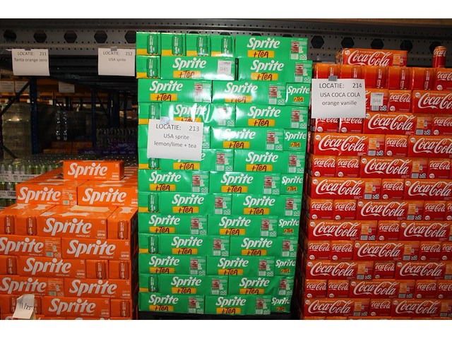 Sprite + tea. 199 trays a 12 blikken 0,33l. totaal 2388 blikken. tht 2-26. bod is inclusief 358,20 euro sta... - afbeelding 1 van  2