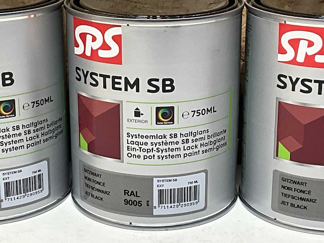 Sps halfglans systeemlak ral 9005 (4x) - afbeelding 2 van  3