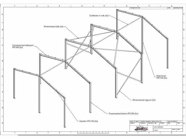 Staalconstructie 10 x 20 meter (200m2) - afbeelding 9 van  12