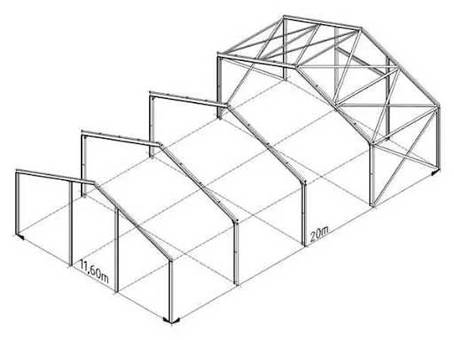 Staalconstructie 11,6x20 meter (ca. 232 m2) - afbeelding 1 van  5
