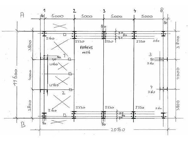 Staalconstructie 11,6x20 meter (ca. 232 m2) - afbeelding 5 van  6