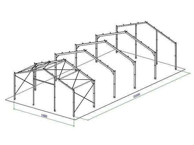 Staalconstructie 11,6x25 meter (ca. 290 m2) - afbeelding 2 van  5