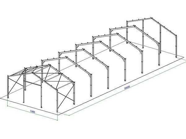 Staalconstructie 11,6x30 meter (ca. 348 m2) - afbeelding 3 van  4