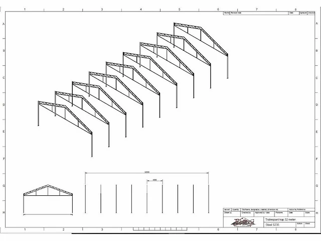 Staalconstructie 12.80 x 32.00 meter (410m2) - afbeelding 4 van  13