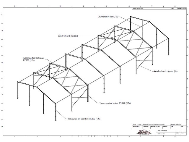 Staalconstructie 13 x 35 meter (455m2) - afbeelding 9 van  15