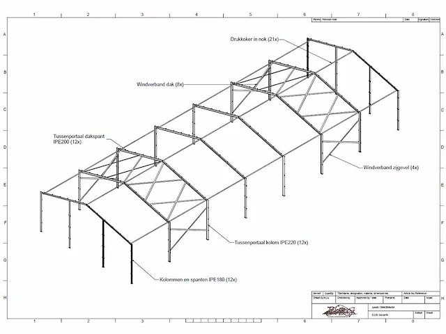 Staalconstructie 13 x 35 meter (455m2) - afbeelding 8 van  15