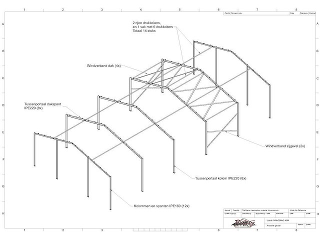 Staalconstructie 14 x 25 meter (350m2) - afbeelding 7 van  13