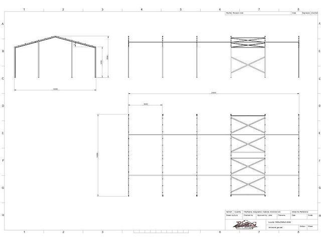 Staalconstructie 14 x 25 meter (350m2) - afbeelding 5 van  13