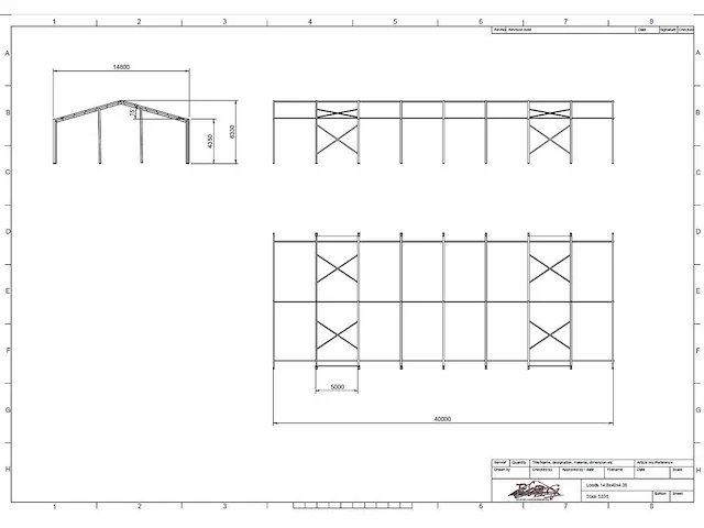 Staalconstructie 14.80 x 40.00 meter (592m2) - afbeelding 3 van  20