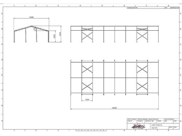 Staalconstructie 14.80 x 40.00 meter (592m2) - afbeelding 10 van  20