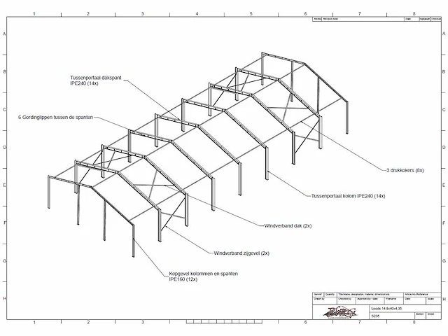 Staalconstructie 14.80 x 40.00 meter (592m2) - afbeelding 14 van  20