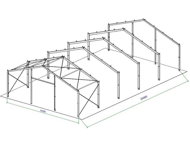 Staalconstructie 14x25 meter (ca. 350 m2) - afbeelding 2 van  9