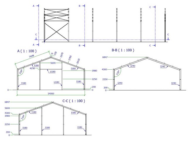 Staalconstructie 14x25 meter (ca. 350 m2) - afbeelding 9 van  9