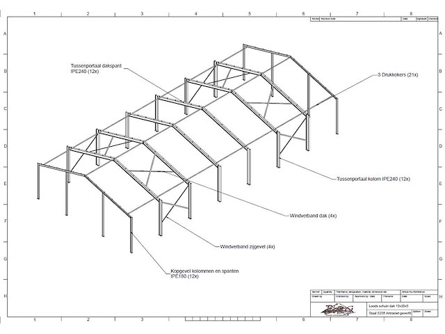 Staalconstructie 15 x 35 meter (525m2) - afbeelding 7 van  13