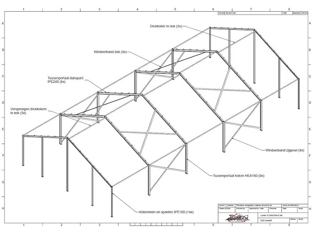 Staalconstructie 15.20 x 25.00 meter (380m2) - afbeelding 7 van  13