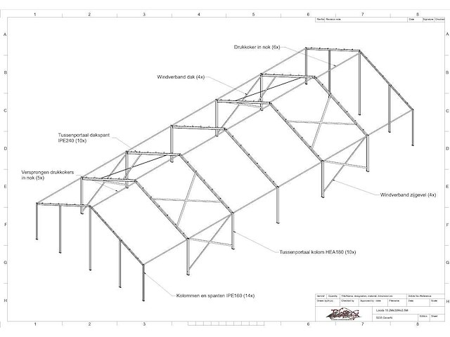 Staalconstructie 15.20 x 30.00 meter (456m2) - afbeelding 7 van  13