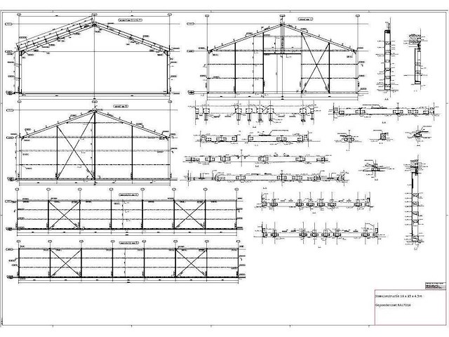 Staalconstructie 16 x 35 meter (560m2) - afbeelding 1 van  12