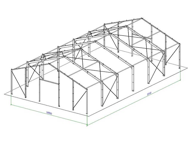 Staalconstructie 18x30x5,00 meter (ca. 540 m2) - afbeelding 7 van  9