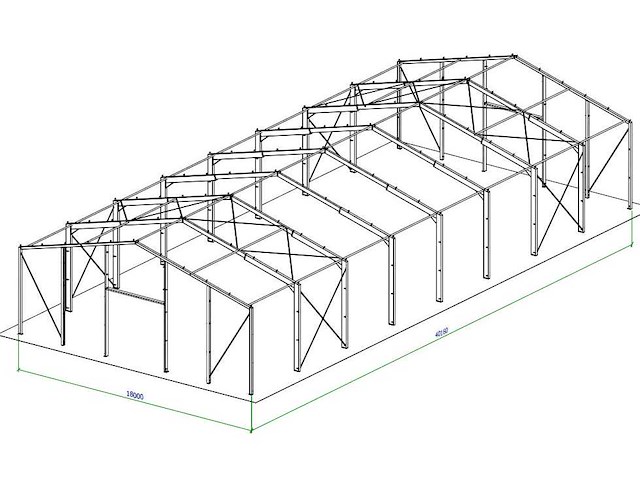Staalconstructie 18x40x5,80 meter (ca. 720 m2) - afbeelding 4 van  7