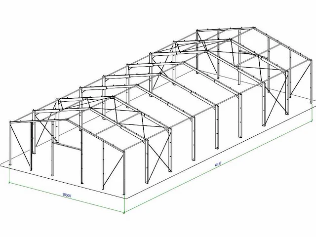 Staalconstructie 18x40x5,80 meter (ca. 720 m2) - afbeelding 4 van  7