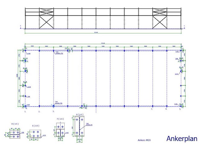 Staalconstructie 20x55 meter (ca. 1.100 m2) (zware uitvoering) - afbeelding 7 van  10