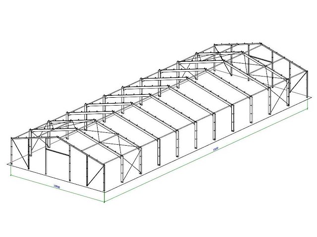 Staalconstructie 20x55 meter (ca. 1.100 m2) (zware uitvoering) - afbeelding 9 van  10