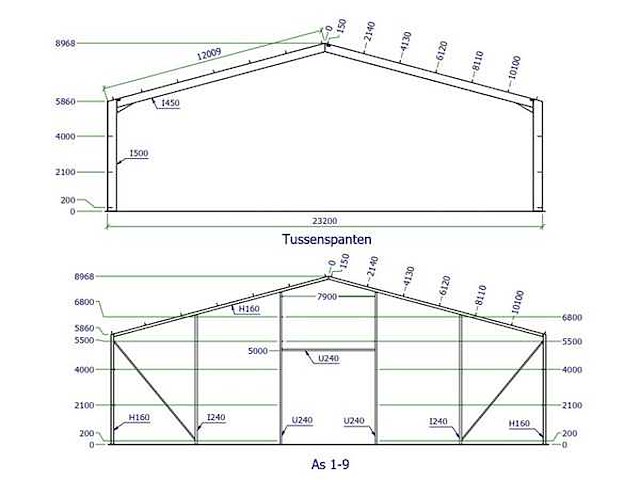 Staalconstructie 23,2x40 meter (ca. 928 m2) - afbeelding 8 van  8