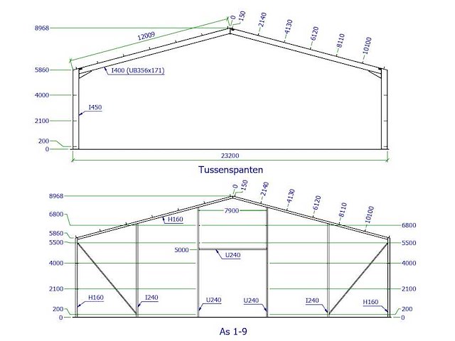 Staalconstructie 23,2x65 meter (ca. 1.508 m2) - afbeelding 9 van  9