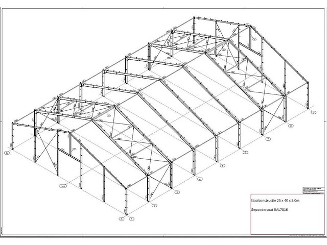 Staalconstructie 25 x 40 meter (1000m2) - afbeelding 19 van  21