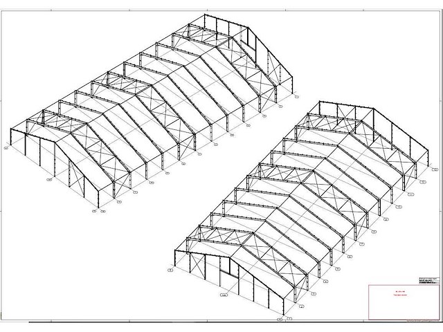 Staalconstructie 30 x 60 meter vrije overspanning (1800m2) - afbeelding 14 van  18