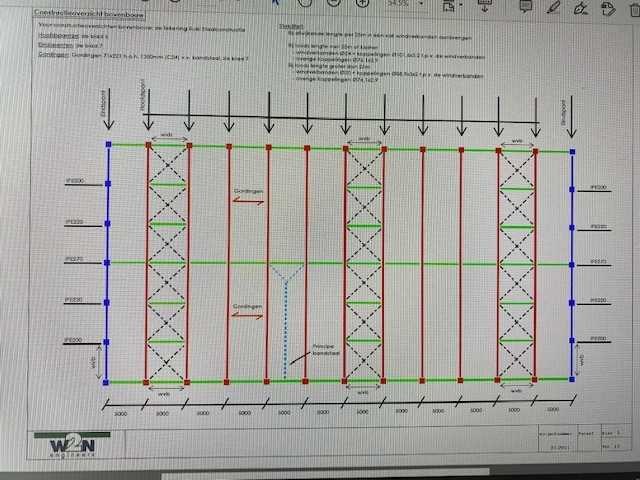 Staalconstructie 30 x 60 meter vrije overspanning (1800m2) - afbeelding 19 van  30