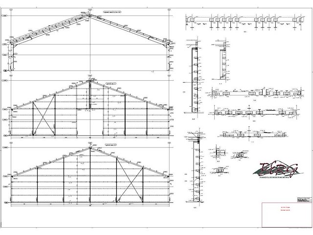 Staalconstructie 30 x 60 meter vrije overspanning (1800m2) - afbeelding 10 van  18