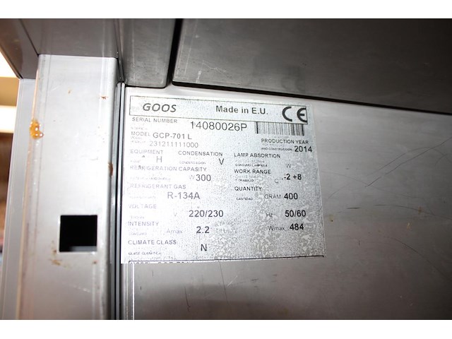 Staande koelkast goos, model gcp-701l, afm. 70 x 80 x 200 cm. - afbeelding 3 van  3