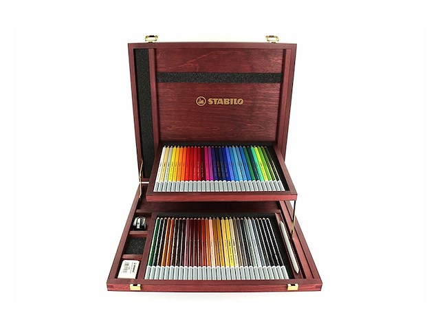 Stabilo pastelkrijtstift carbothello houten koffer 60 stuks - afbeelding 1 van  5