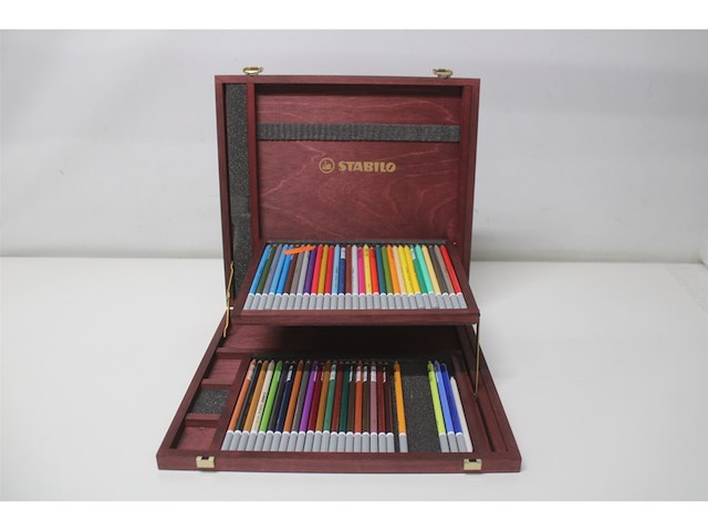 Stabilo pastelkrijtstift carbothello houten koffer 60 stuks - afbeelding 4 van  5