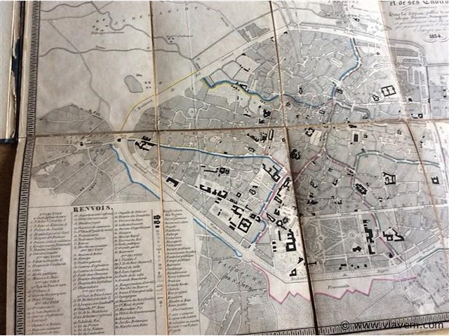 Stadskaart brussel 1834. litho op linnen - afbeelding 3 van  4