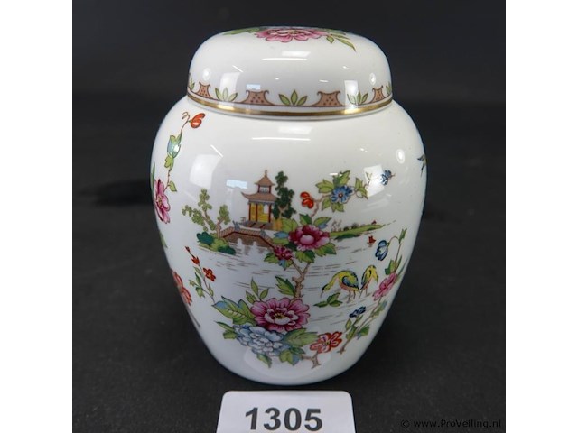Staffordshire engels porseleinen dekselpot. decor pagoda - afbeelding 1 van  5