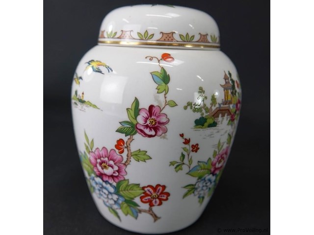 Staffordshire engels porseleinen dekselpot. decor pagoda - afbeelding 3 van  5