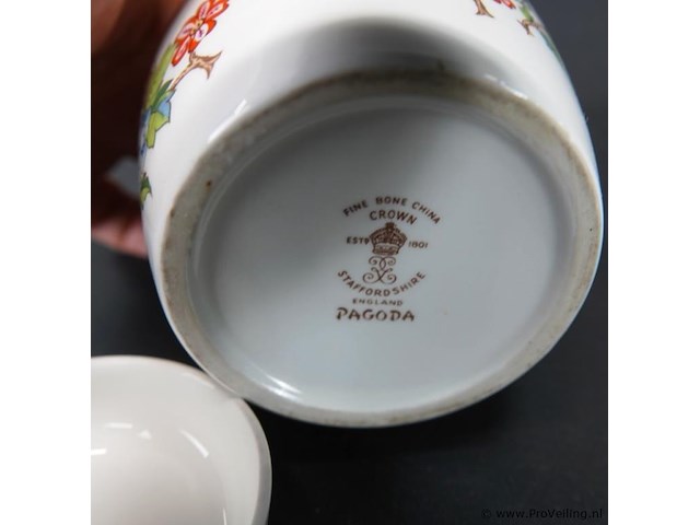 Staffordshire engels porseleinen dekselpot. decor pagoda - afbeelding 5 van  5