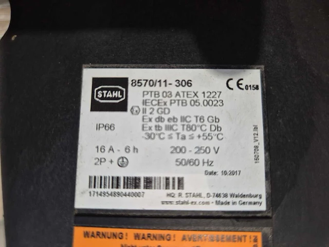 Stahl - 8570/11- 306 wand contactdoos 16 ampere - afbeelding 1 van  5