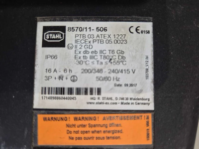 Stahl - 8570/11- 506 wand contactdoos 16 ampere - afbeelding 4 van  5