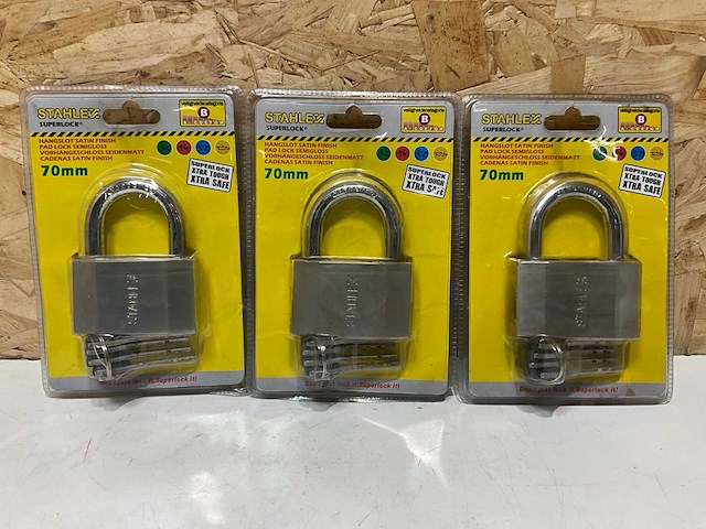 Stahlex hangslot 70mm (3x) - afbeelding 1 van  3