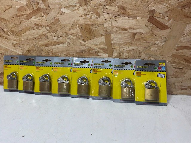 Stahlex hangslot met 3 sleutels - 38 mm - messing (8x) - afbeelding 1 van  6