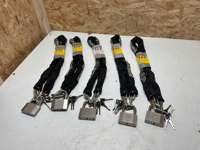 Stahlex kettingslot - zwart - 120 cm - 4 sleutels (5x) - afbeelding 2 van  8
