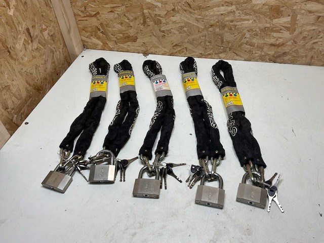 Stahlex kettingslot - zwart - 120 cm - 4 sleutels (5x) - afbeelding 3 van  8