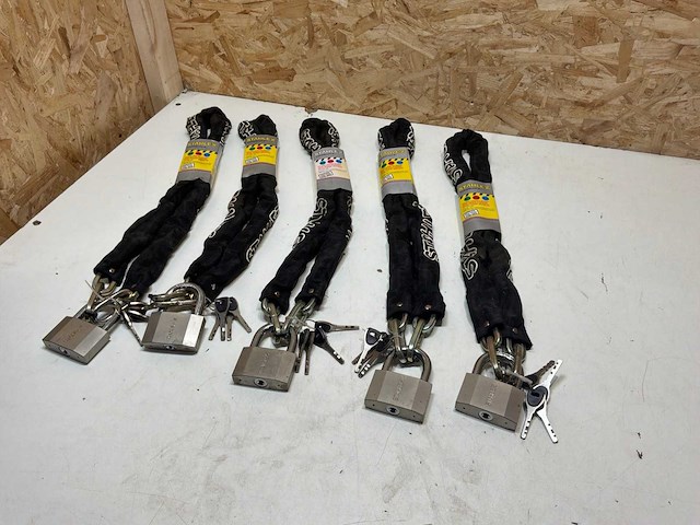 Stahlex kettingslot - zwart - 120 cm - 4 sleutels (5x) - afbeelding 8 van  8