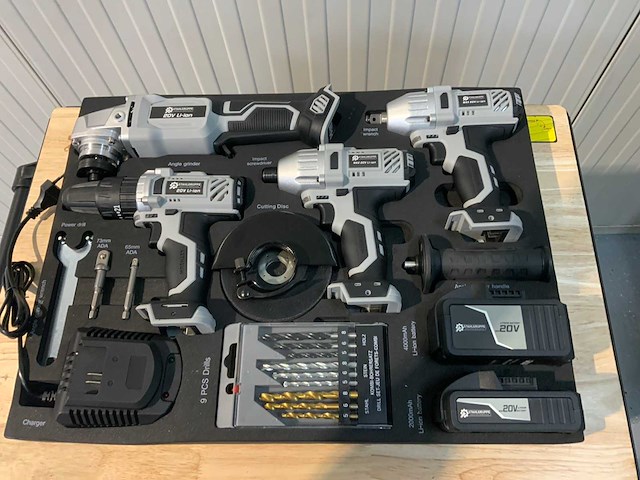 Stahlgruppe - powertool set, schroefmachine, boormachine, slagmoersleutel, haakse slijper, 2 accu’s - afbeelding 1 van  17