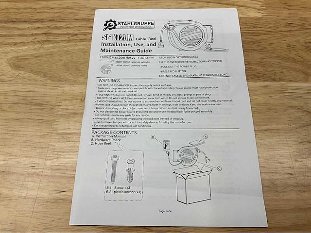 Stahlgruppe - sgkt20m - snoerhaspel 20meter verlengkabel - automatisch oprolsysteem - afbeelding 5 van  5